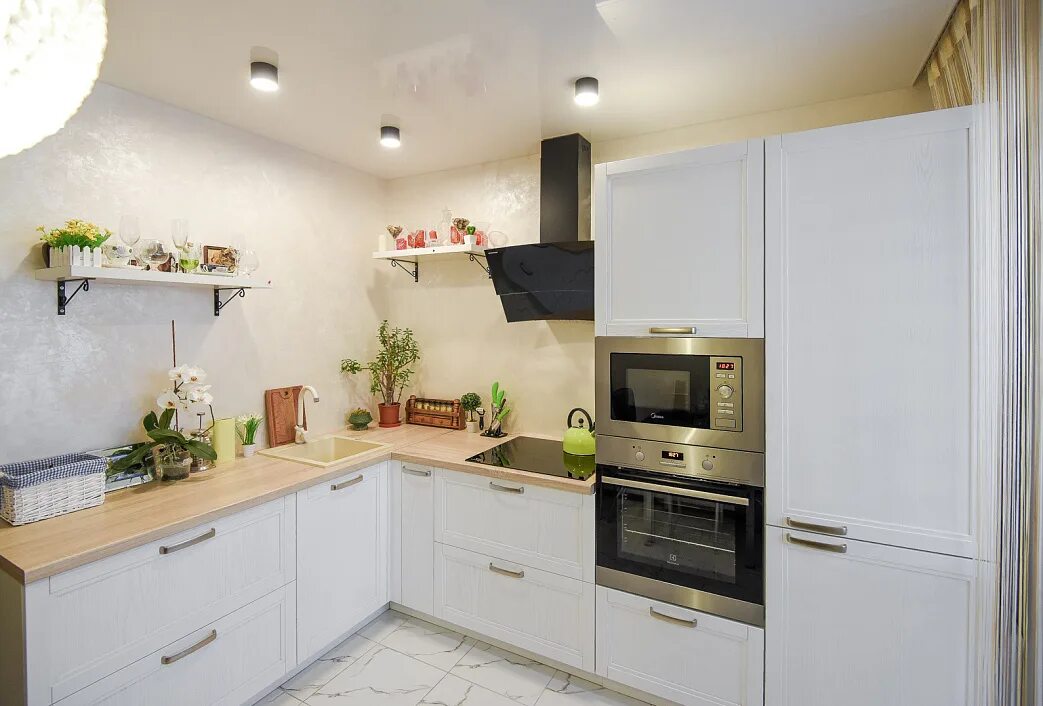 Кухня углом дизайн Кухня Скандинавия-белая угловая - УНО Мебель