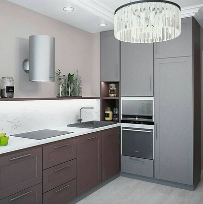 Кухня угловая без навесных шкафов фото Кухня без верхних шкафов: 45 фото идей дизайна в интерьере Верхние шкафы, Интерь