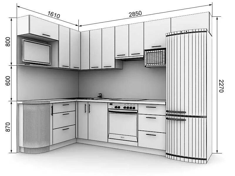 Кухня угловая дизайн размеры Проект угловой кухни 4 на 3