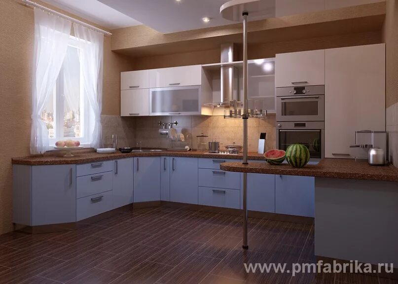 Кухня угловая фото дизайн в доме Современная кухня на улице Новоселов от производителя "Петербургская Мебельная Ф