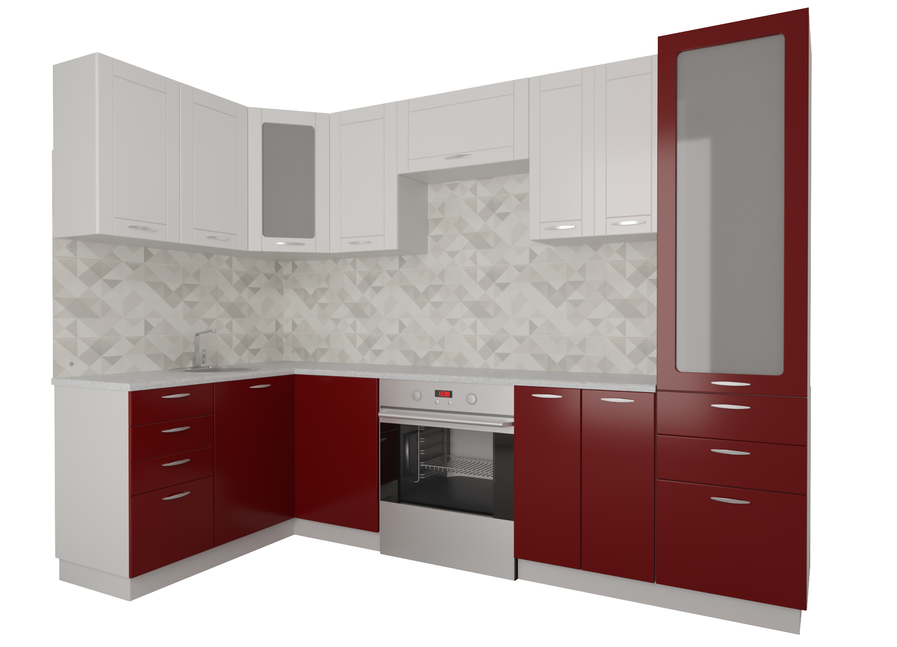 Кухня угловая фото цена минск Белорусская мебель для кухни София Белый/Бордо от Артём-Мебель - Купить в Москве