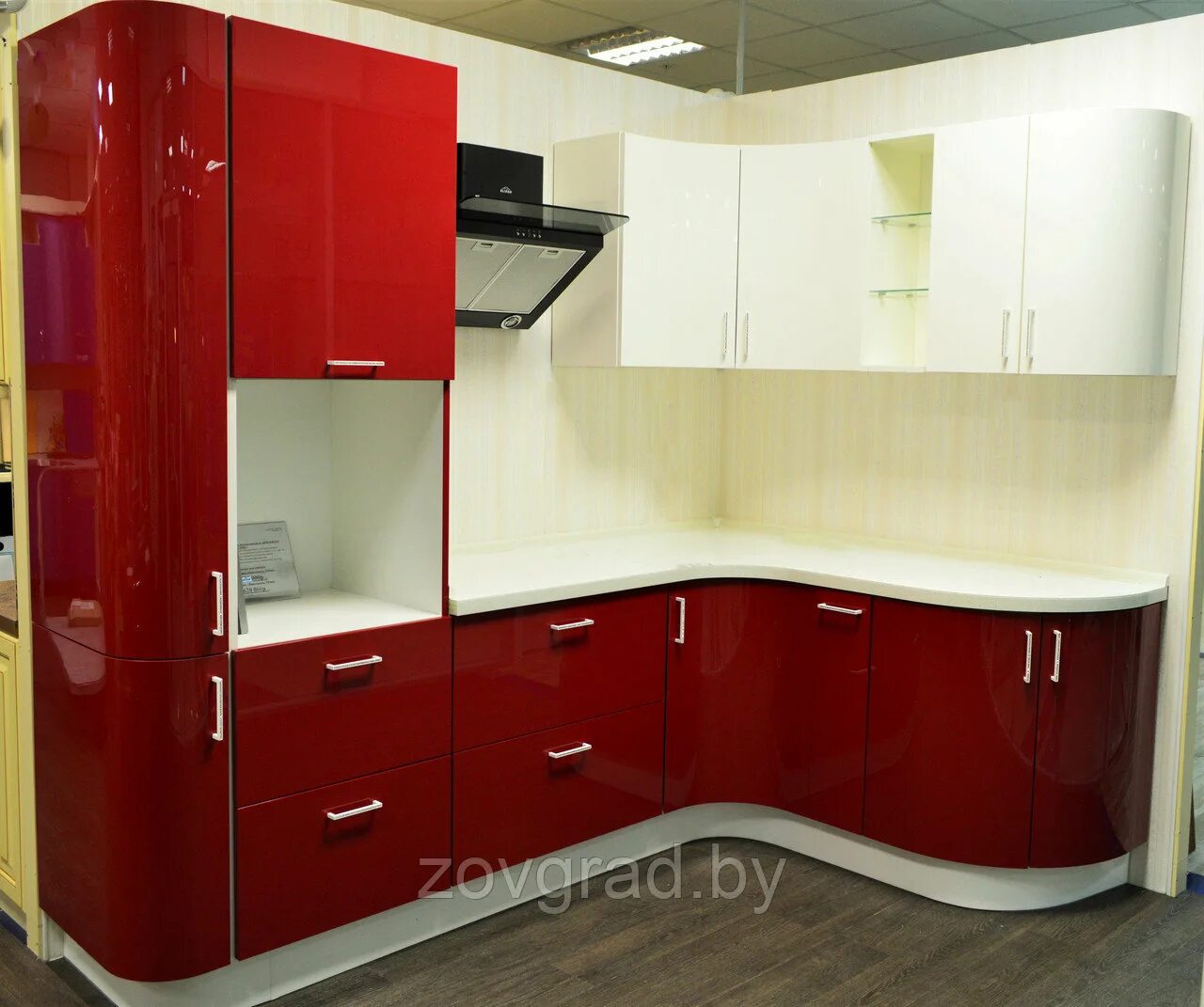 Кухня угловая фото цена минск Угловая кухня из АКРИЛА с радиусными (гнутыми) шкафами: продажа, цена в Минске. 