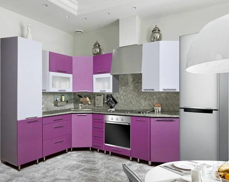 Кухня угловая фото цена минск Кухня угловая Интерлиния Metrio Д 2.3 серебряная сирень в 2020 г Верхние шкафы, 