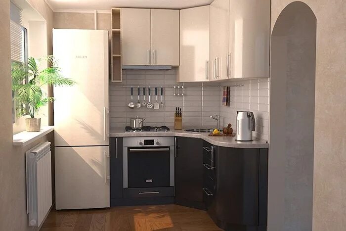 Кухня угловая хрущевка фото дизайн Кухня маленькая угловая с холодильником дизайн фото: найдено 90 картинок