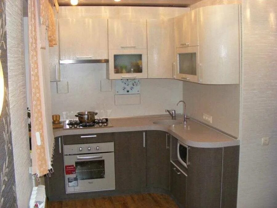 Кухня угловая хрущевка фото дизайн Кухонный гарнитур для хрущевки угловой Bel-Okna.ru