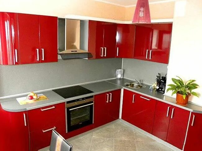 Кухня угловая красная фото Маленькая красная кухня - 110 фото, дизайн Красная кухня, Кухня, Дизайн