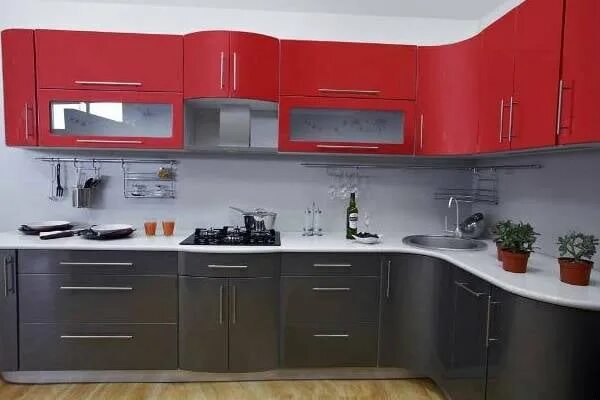 Кухня угловая красная фото Стеновые панели МДФ, ПВХ. Фартуки для кухни - купить в интернет-магазине