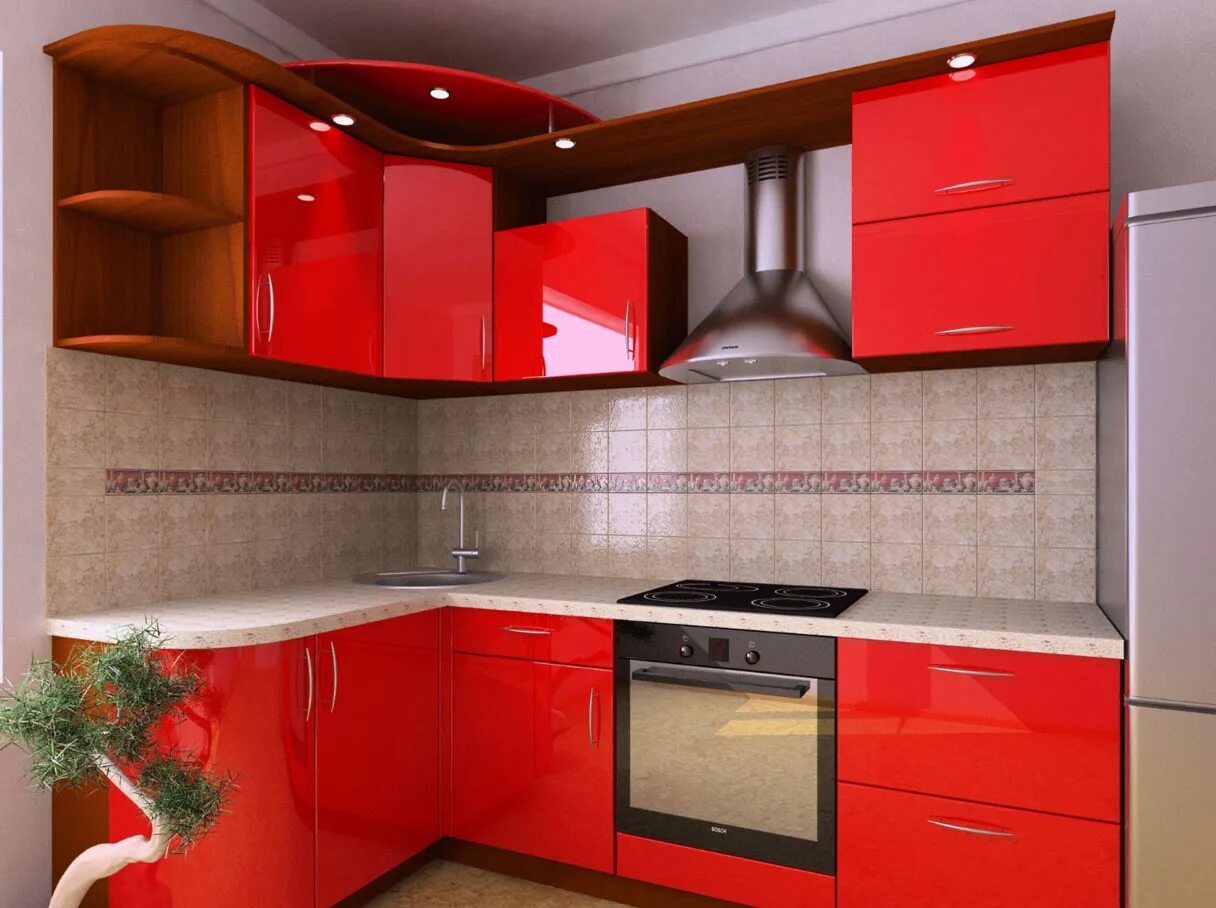 Кухня угловая красная фото Маленькая угловая кухня 2024: найдено 89 изображений