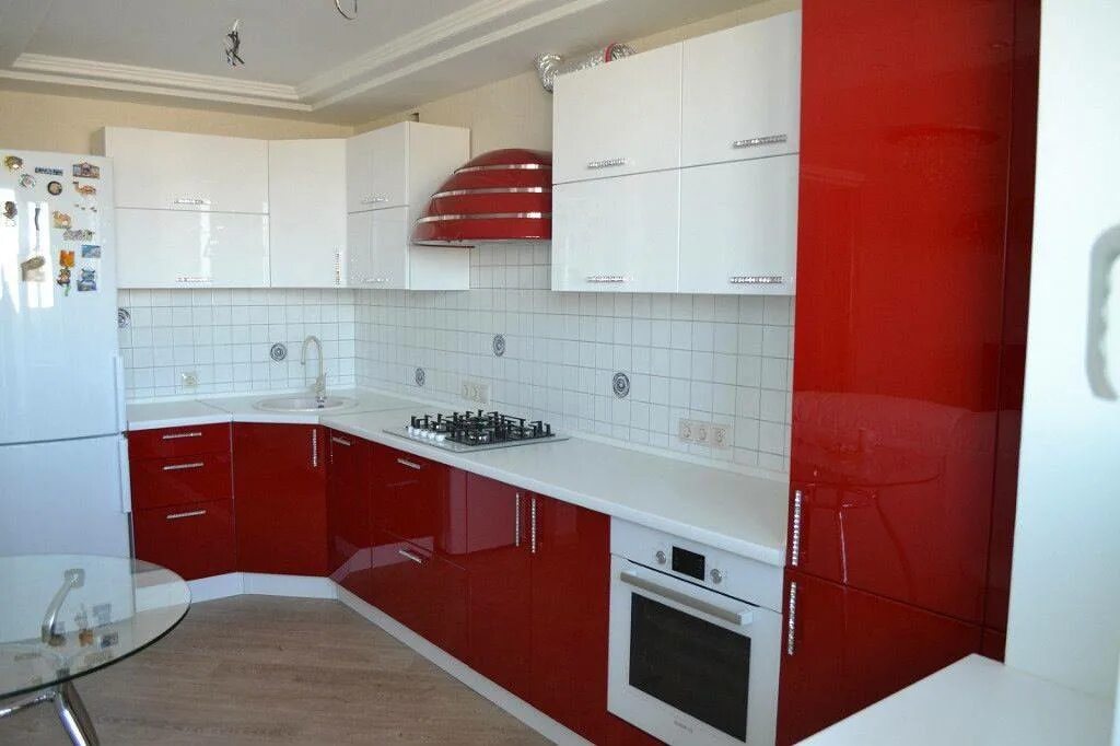 Кухня угловая красная фото Красный верх белый низ фото Molot-Club.ru