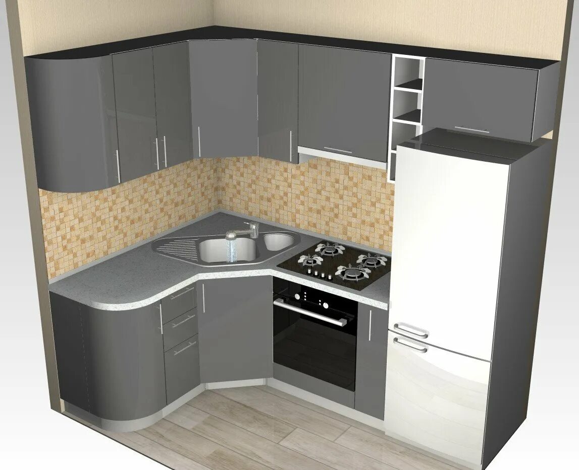 Кухня угловая малогабаритная фото с холодильником Недорогие маленькие кухни эконом класса угловые - 96 фото