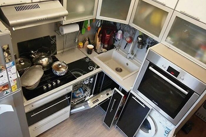 Кухня угловая малогабаритная фото с холодильником Как обустроить комфортную кухню даже на 6 кв м, следуя практичным советам настоя