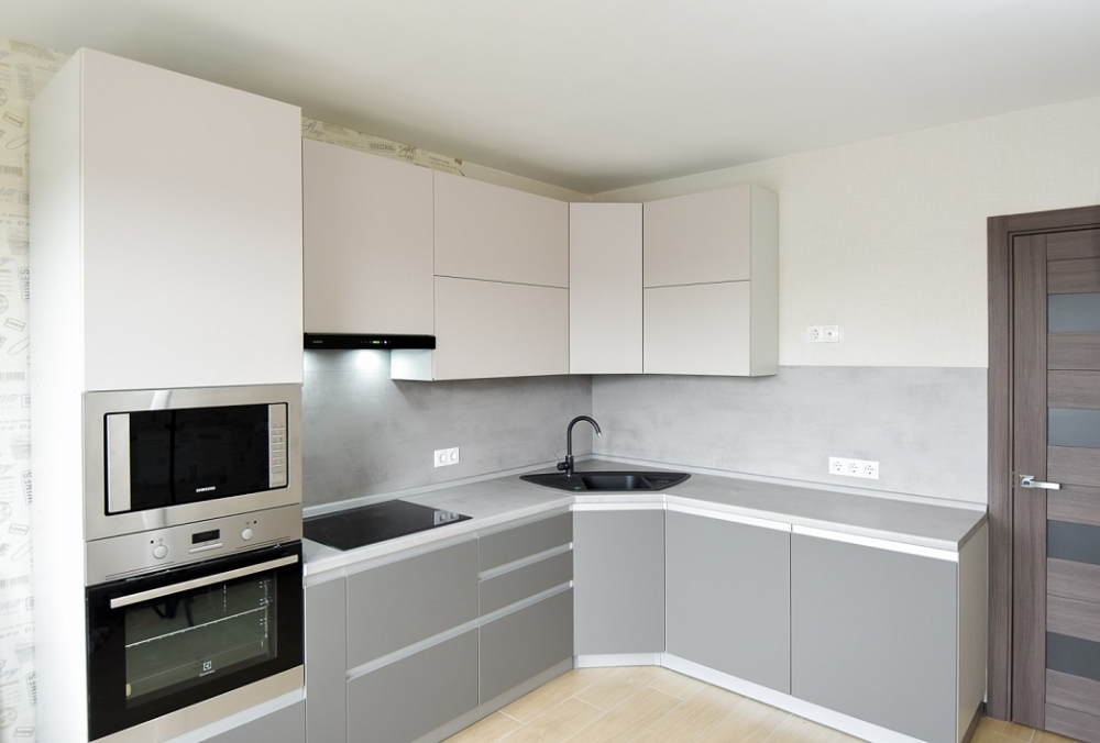 Кухня угловая матовая фото КУХНЯ ЗОВ ИЗ МАТОВОГО АКРИЛА С1 С2 Серые кухни, Кухня, Белая кухня