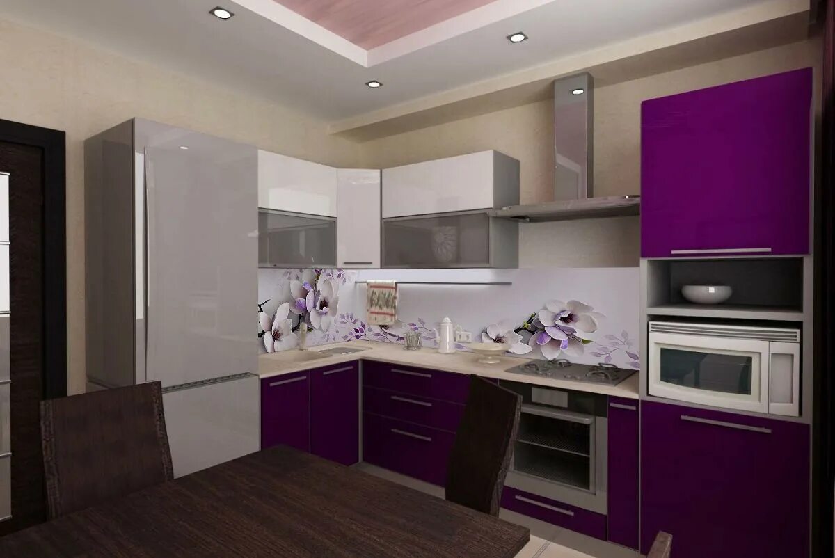 Кухня угловая на 8 квадратных метров фото Интерьеры с кухонными фартуками из АБС-пластика ООО СИЛИОН - купить, цена