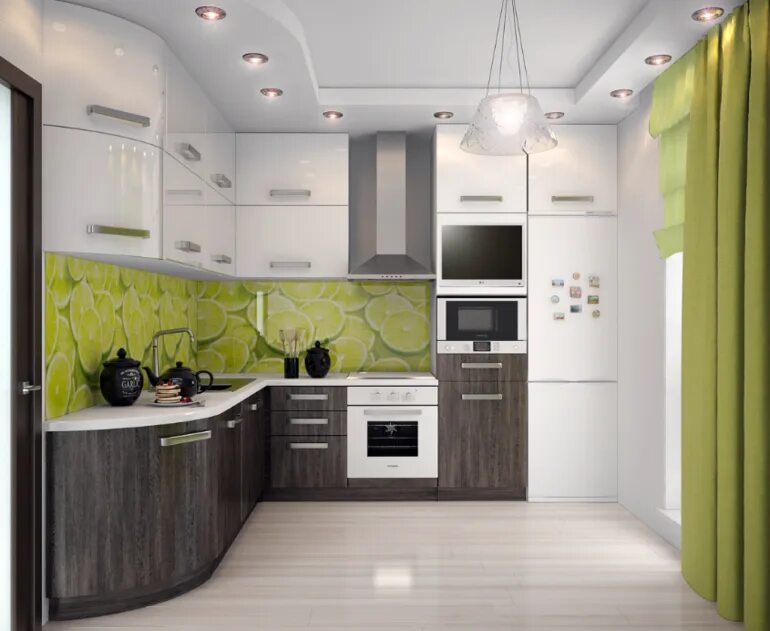 Кухня угловая на 8 квадратных метров фото Угловая кухня 9 кв м