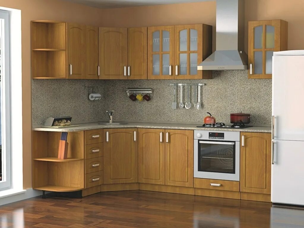 Кухня угловая столплит фото Кухонный набор Феникс Угловой Ольха бавария 140*250 арт. кнФенУ06.140/250 в инте