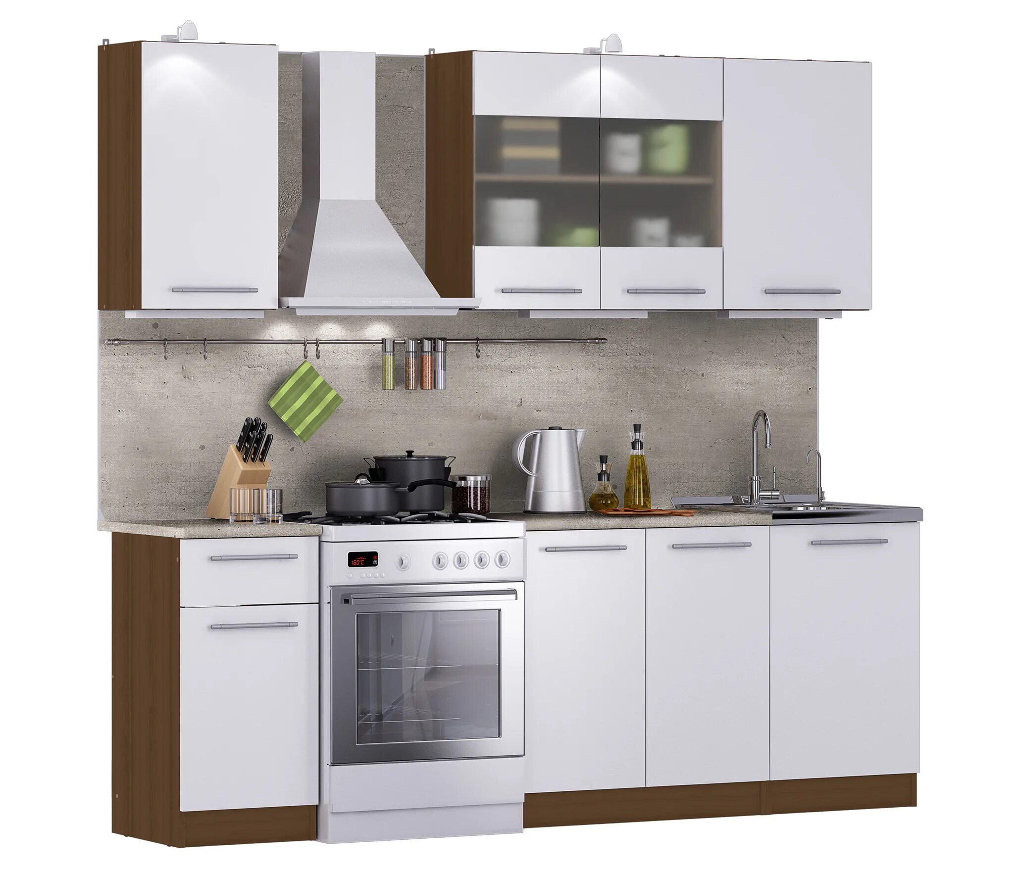 Кухня угловая столплит фото Кухня Элен Вишня Мадера / Белый глянец 1,7 м (Вишня Мадера/Белый глянец) купить 