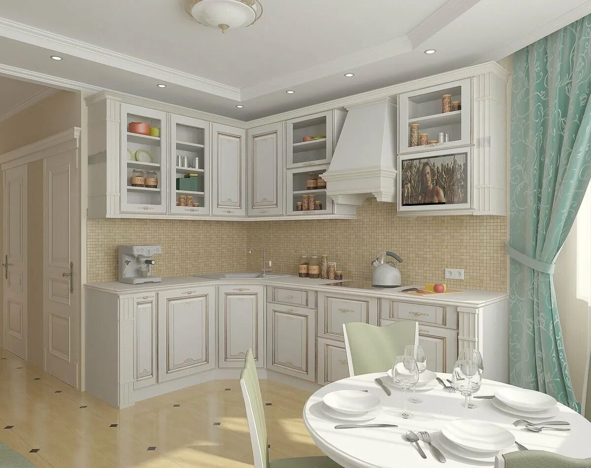Кухня угловая светлая фото дизайн Кухня неоклассика угловая - 69 фото