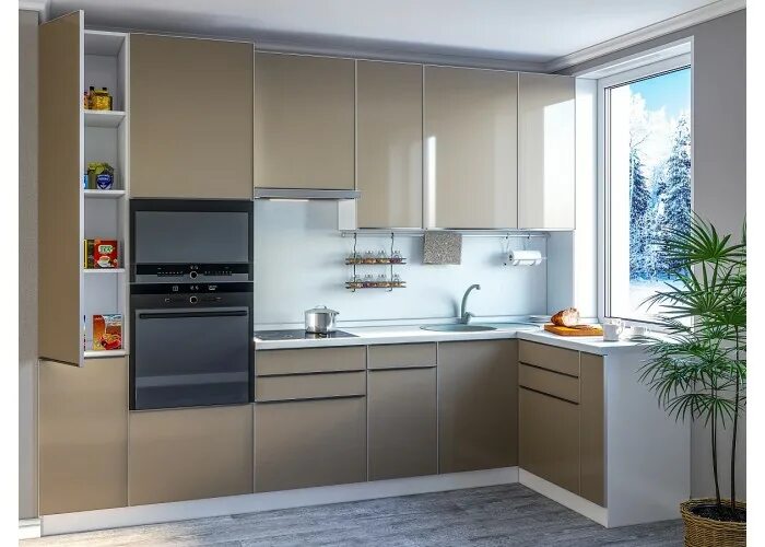 Кухня угловая цвет капучино фото Купить кухню фьюжн-al-03 cappuccino