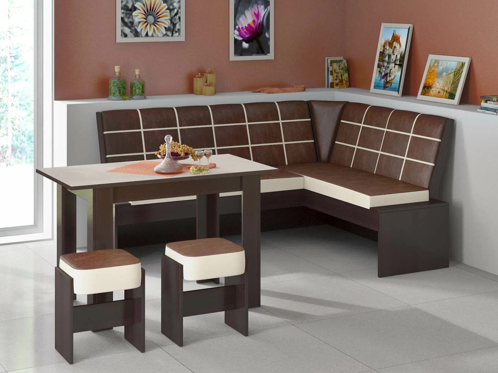 Кухня уголок фото цена Кухонный уголок Кантри Т1 венге 2 арт. 10011058 купить недорого в Москве: цена р