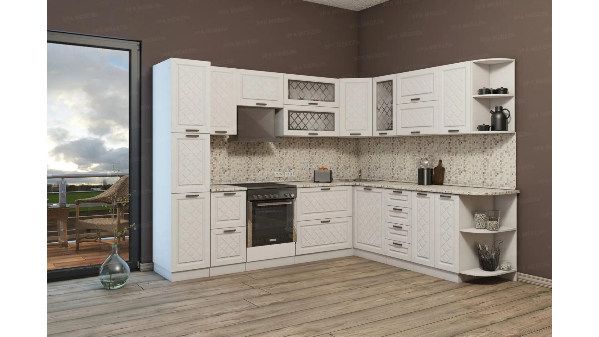 Кухонька мебель екатеринбург фото Кухня МДФ "Агава угловая" (2,8*2,29м) "Мебельный дворик"