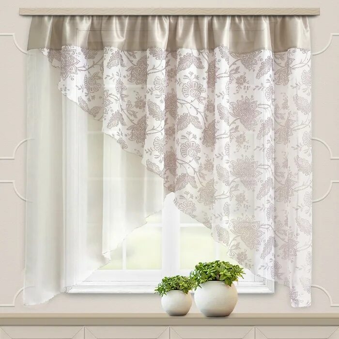 Кухонна тюль фото Комплект штор для кухни, размер 280x180 см (7698405) - Купить по цене от 1 965.0