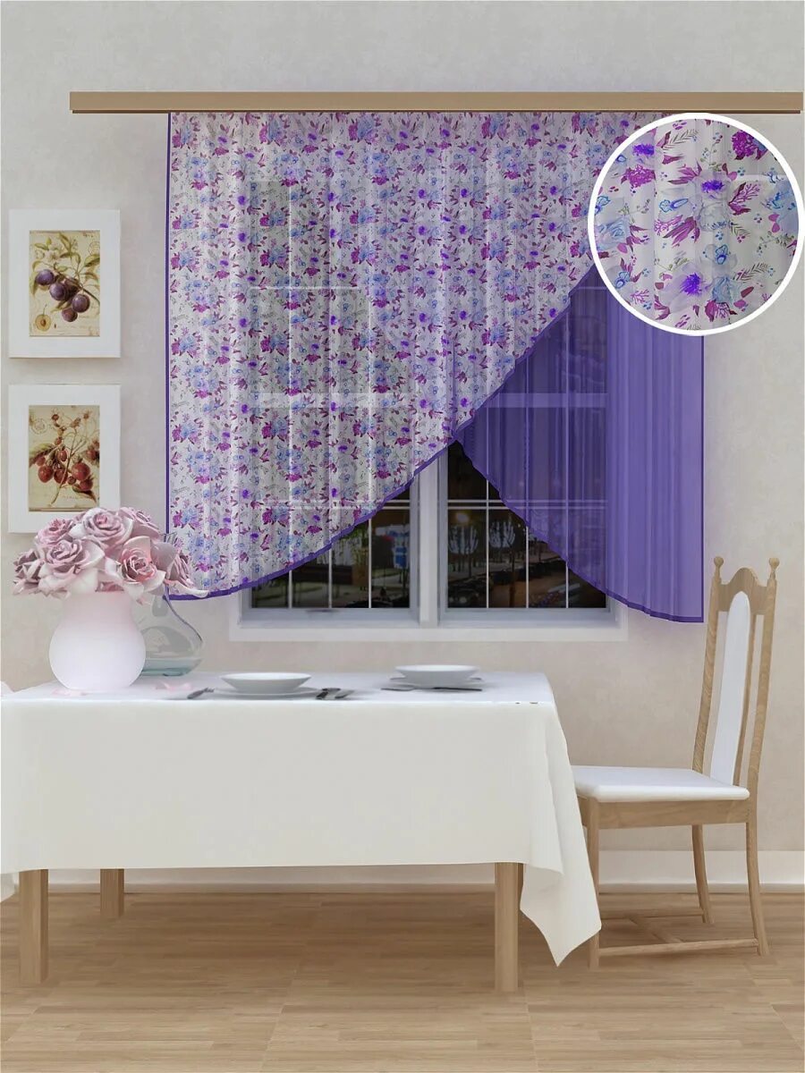 Кухонна тюль фото Тюль кухонный 270*150см Камея 18909762 купить за 951 ₽ в интернет-магазине Wildb