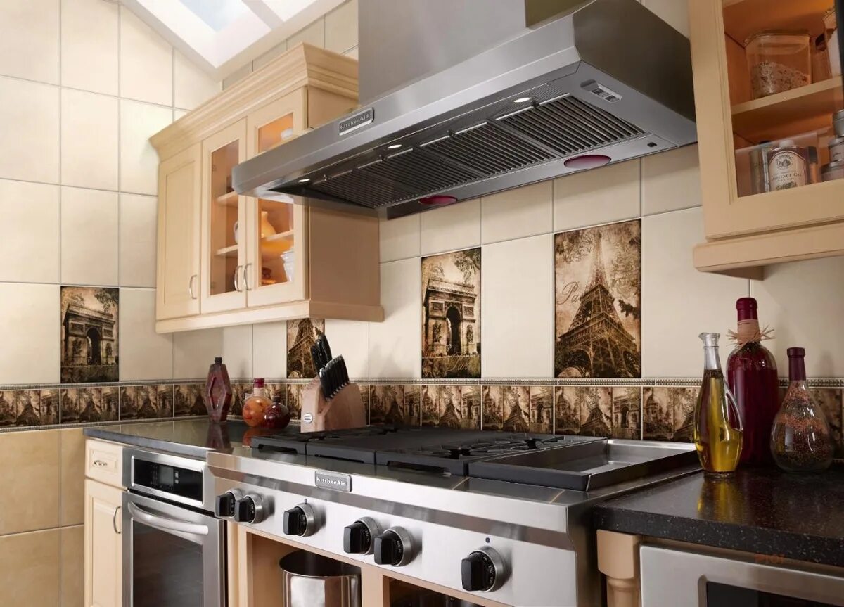 Кухонная керамическая плитка фото Esta Paris 1 Арка 27.5x40 Atem - Декор Этна Париж 1 Арка коричневый купить в Мос