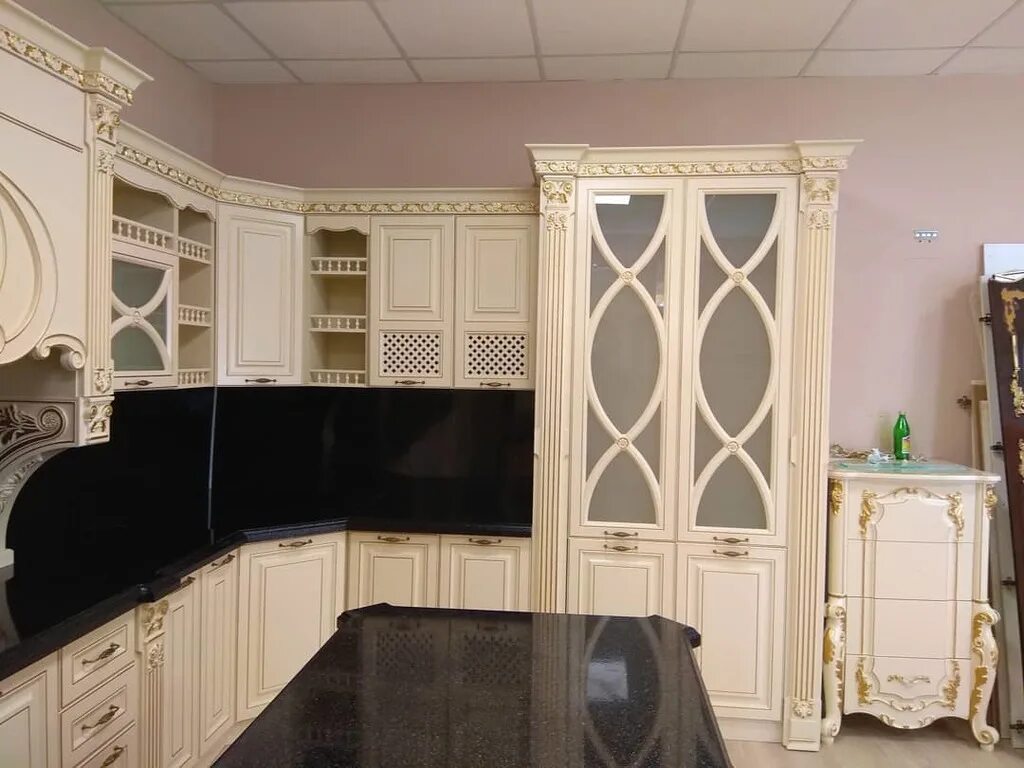 Кухонная мебель хасавюрт фото Кухня Грация 4700х2950 Крем матовый Фараон мебель в Санкт-Петербурге. Цена товар