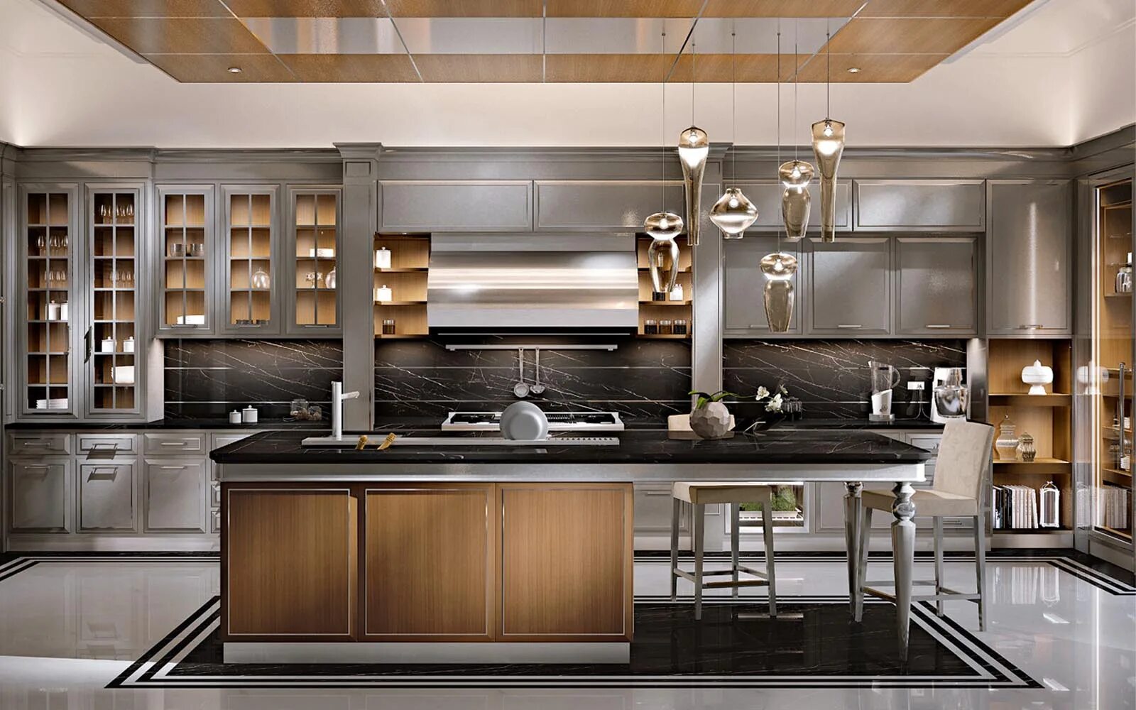 Кухонная мебель интерьеры Кухонный гарнитур Essenza с островом (Италия) Itacom