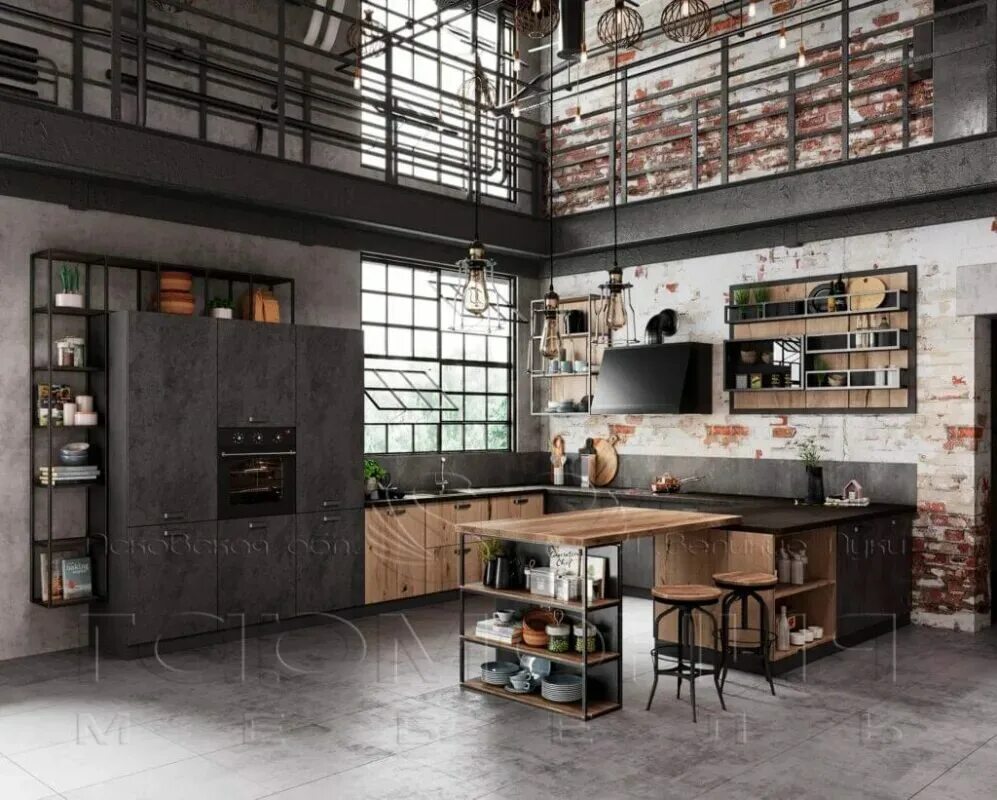 Кухонная мебель лофт фото КУХНЯ ПРАЙМ / Кухни / Каталог / Solo rooms - вся мебель в одном месте