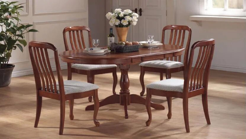 Кухонная мебель столы стулья фото цены МИК Стол Dm-T5Ex Barcelona - овальный раскладной, Espresso (Дуб в красноту), Maf