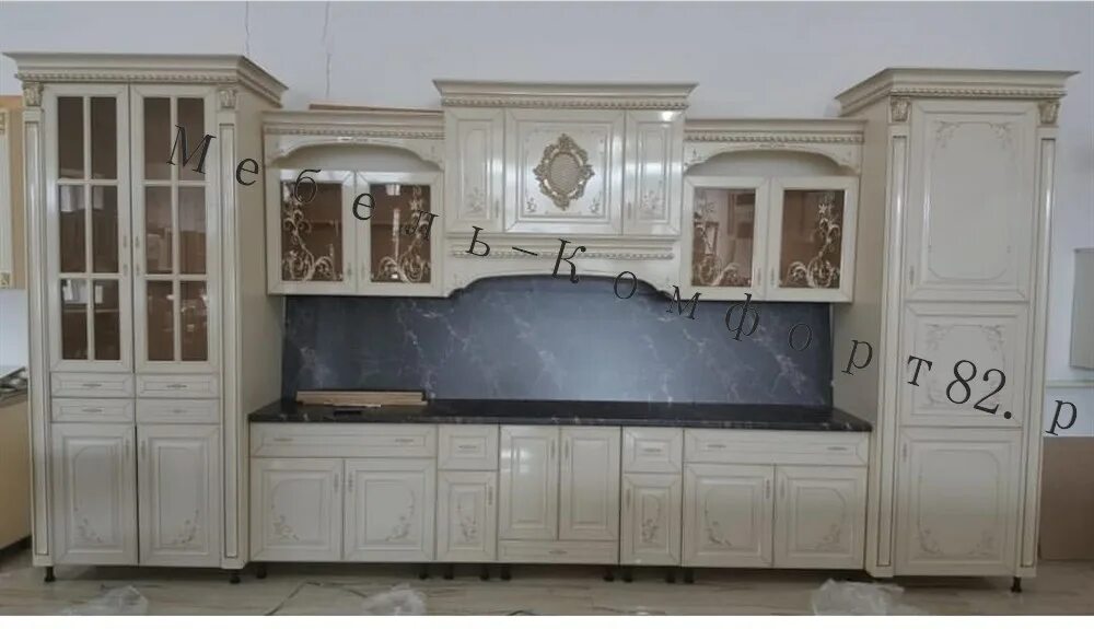 Кухонная мебель в грозном фото Мебель-комфорт82 Нижнегорский Нина- Кухонный гарнитур "ТИФАНИ" Бежевая 4.8м