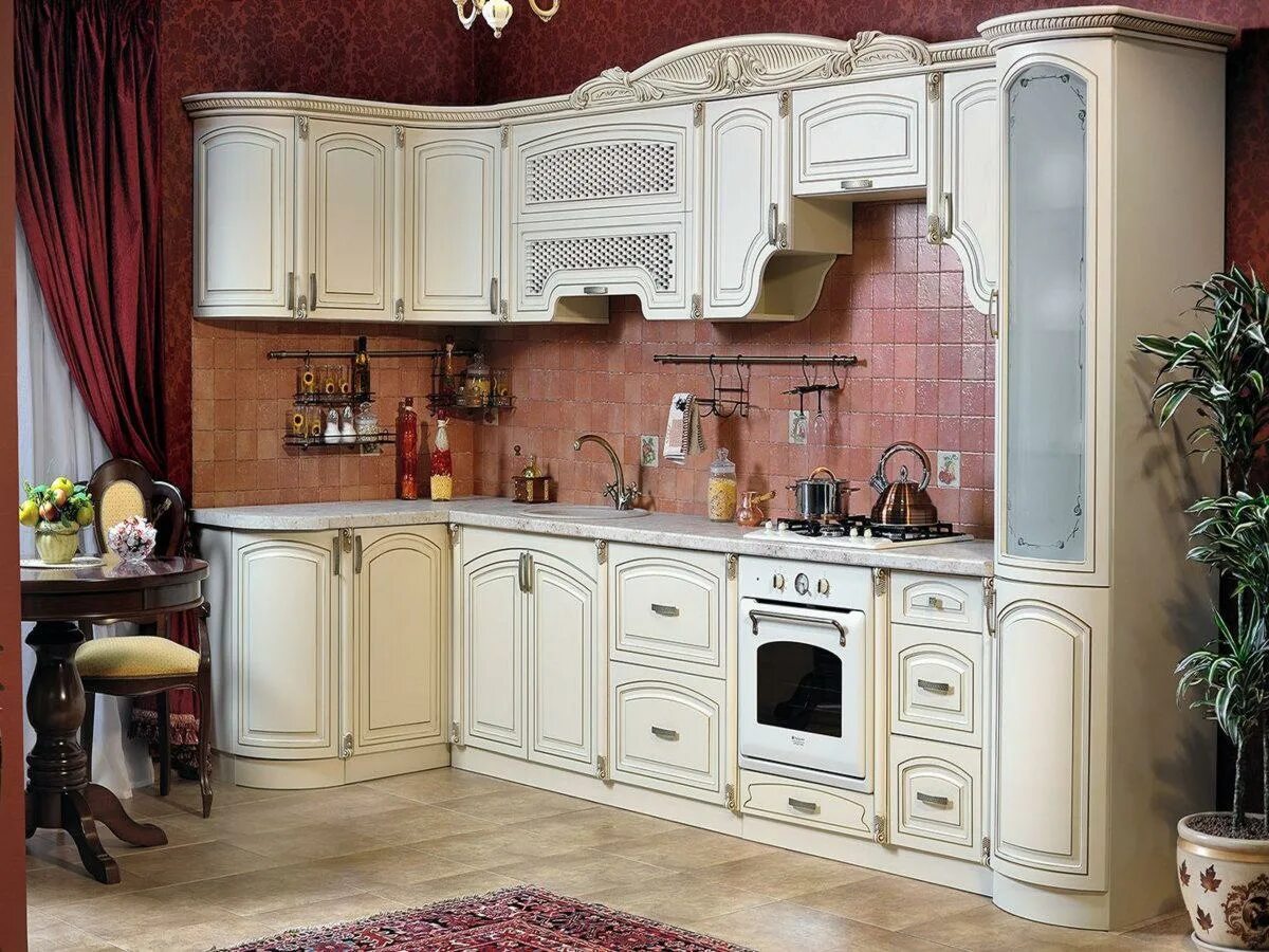 Кухонная мебель в грозном фото и цены Кухня Мадлен крем угловая 3,70*2,27 (Эра) - Мебель Милана Заказ без предоплаты!