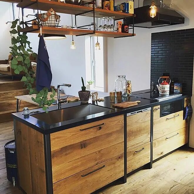 Кухонная мебель в стиле лофт キ ッ チ ン の イ ン テ リ ア 実 例 - 2017-03-27 12:10:03 ｜ RoomClip(ル-ム ク リ ッ プ) ロ フ ト キ