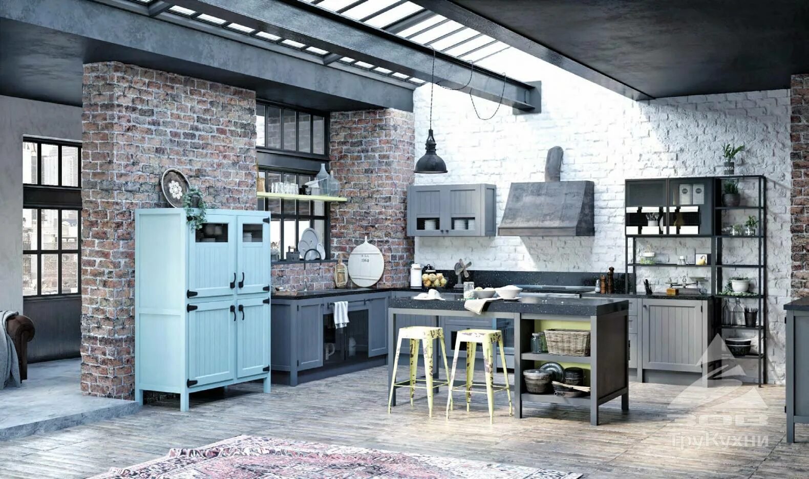 Кухонная мебель в стиле лофт Кухня Лофт Легно Т536 - заказать по цене от 45990 руб. в интернет-магазине ТруКу