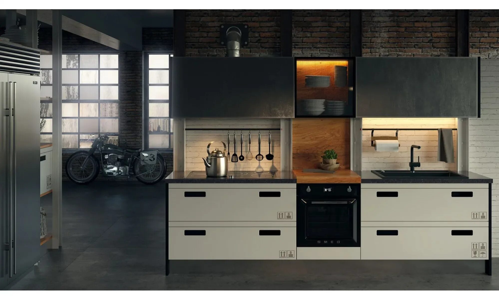 Кухонная мебель в стиле лофт фото Кухня Virs Loft One - купить в Москве с доставкой в "Эксперты Мебели" (409445)