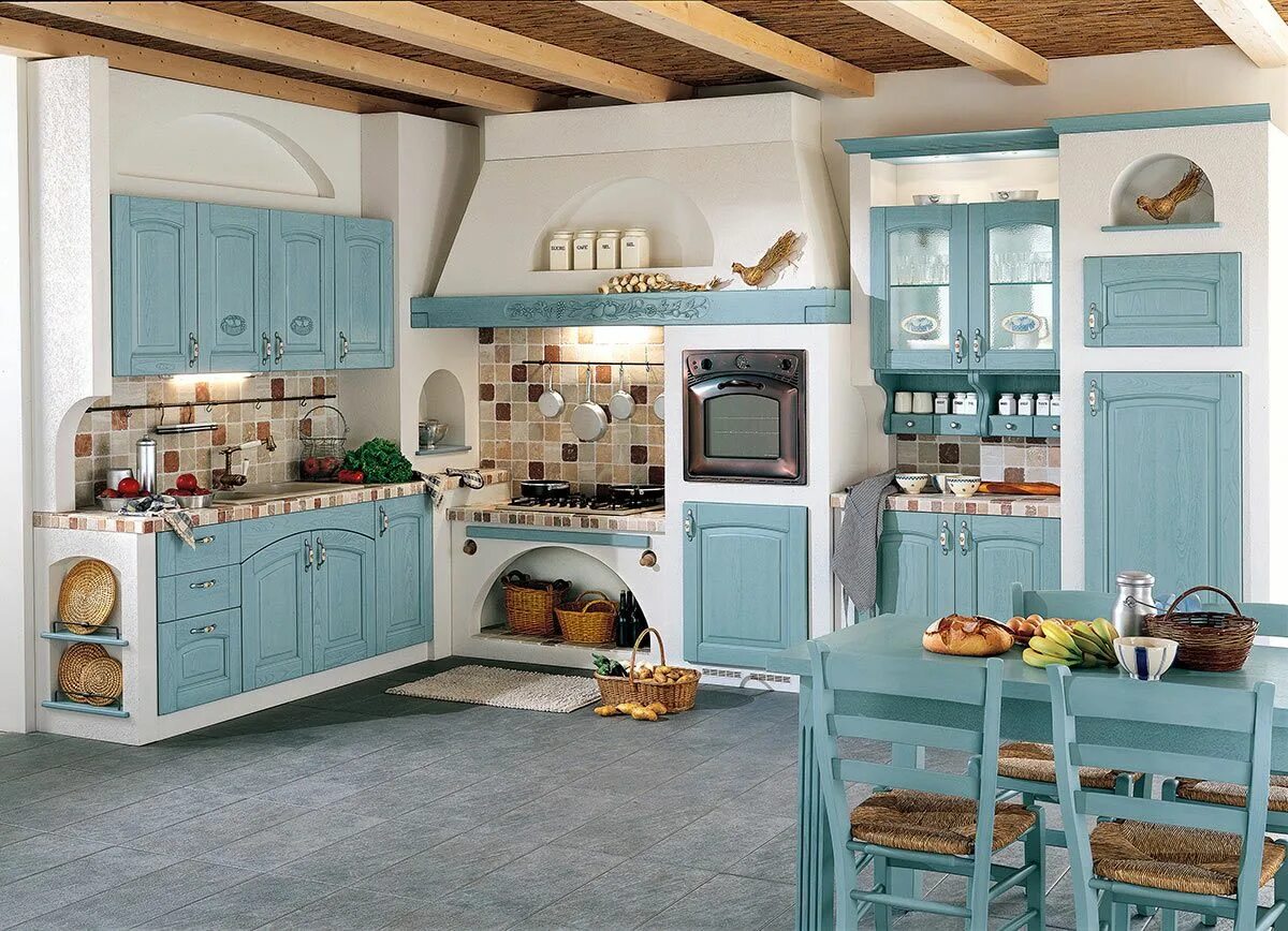 Кухонная мебель в стиле прованс фото Transportez-vous en vacances chaque jour avec une cuisine colorée av. Cucina cou