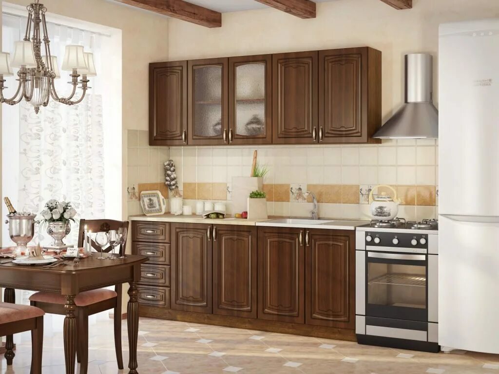 Кухонная мебель во владикавказе фото и цены Кухня МИЛАНА 2,0 м (Орех+патина орех) Евромебель цена, купить