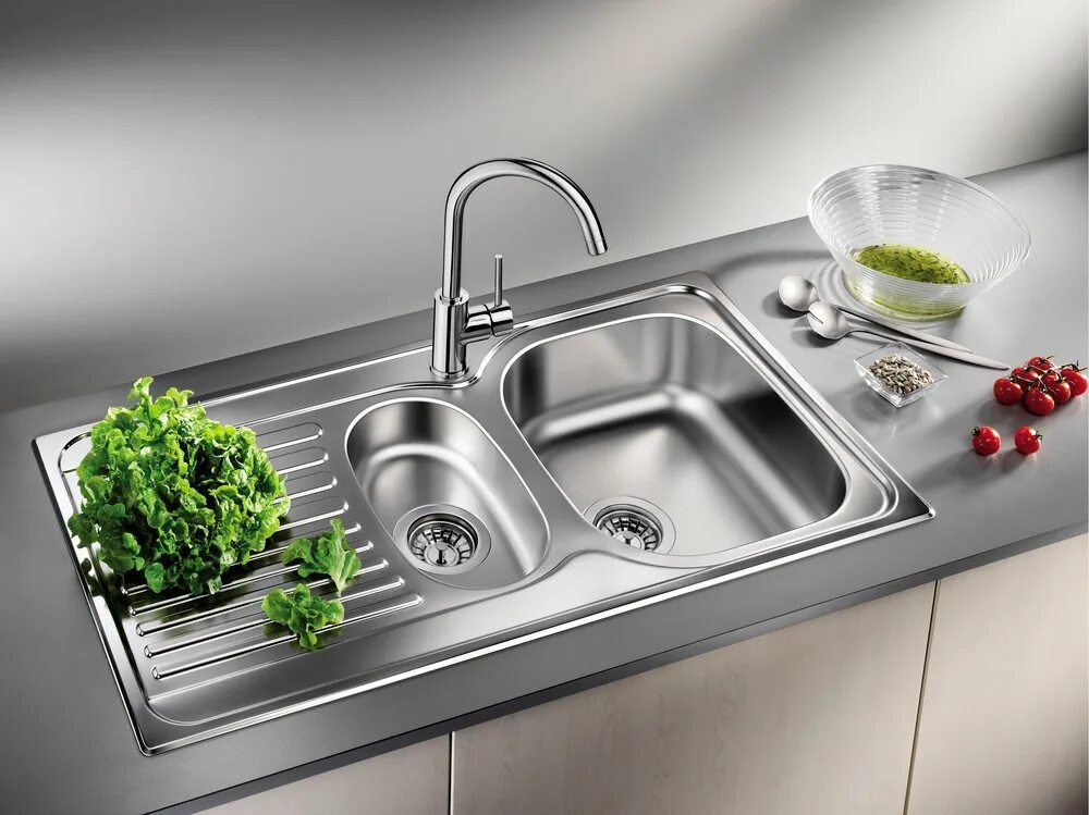 Кухонная мойка фото цена Смеситель для кухни Blanco Mida Silgranit 524201 купить в магазине Сантехника-Он