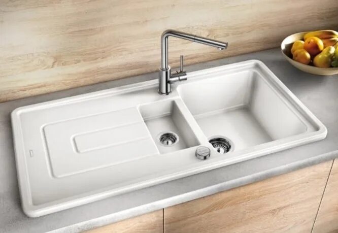 Кухонная мойка фото цена Кухонная мойка Blanco Tolon 6S керамика глянцевый белый купить в Москве по низко