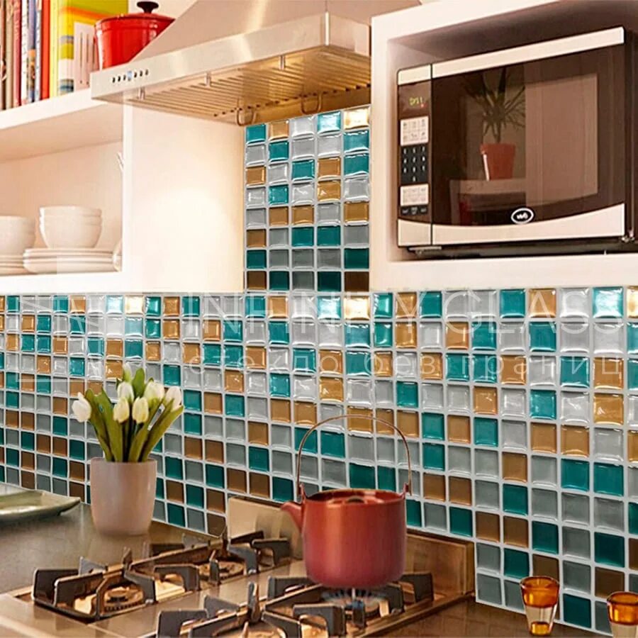Кухонная мозаика фото Стеклянная мозаика для кухни на фартук купить на заказ в СПб, цена изготовления 