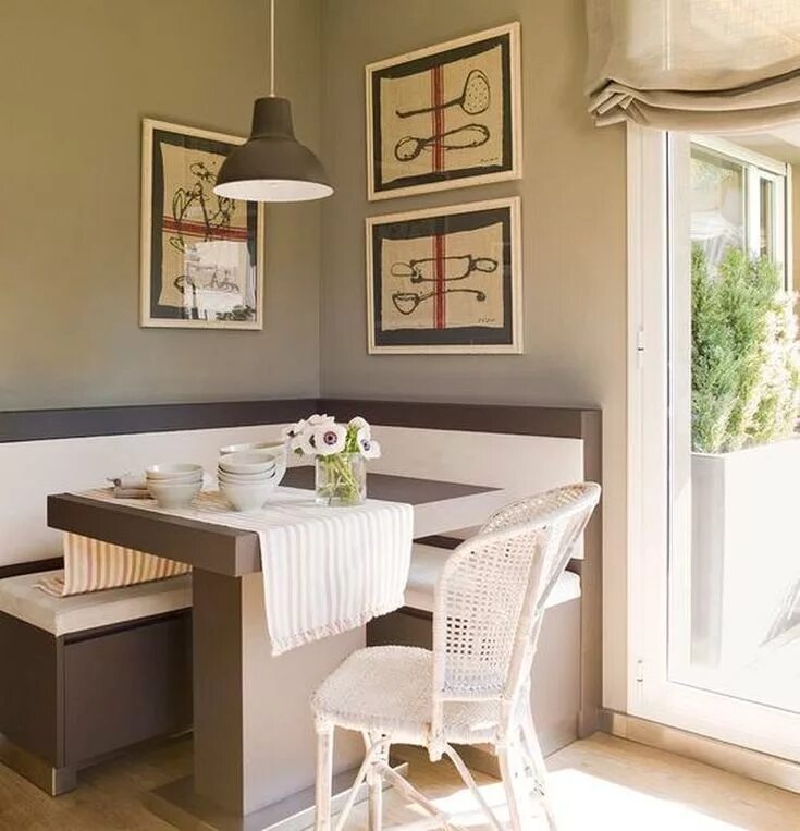 Кухонная обеденная зона фото 26 Genius Small Dining Room Ideas With Corner Chair Rinconeras de cocina, Decora