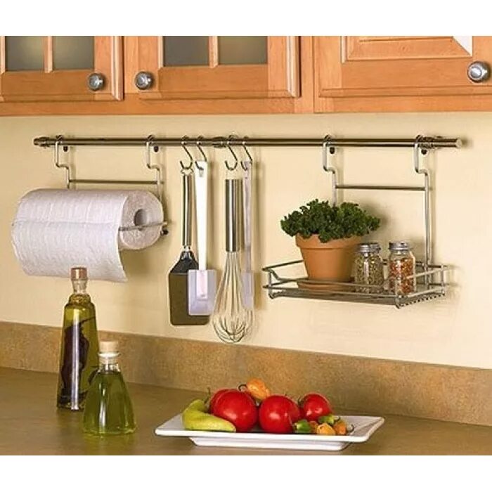 Кухонная штанга с крючками фото Как расположить рейлинги на кухне? - Статья - Мебель Комплект НСК