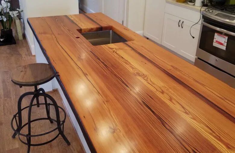 Кухонная столешница лиственница фото Столешница для кухни из натурального дерева: отзывы и 59 фото
