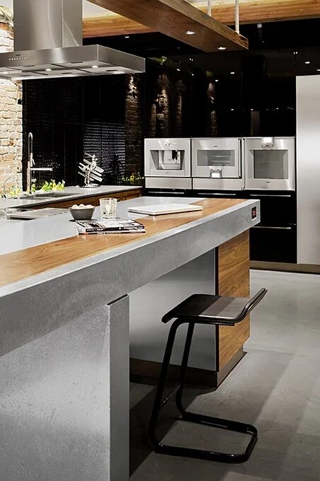 Кухонная столешница в стиле лофт Gaggenau Дизайн кухонь, Кухня, Кирпич
