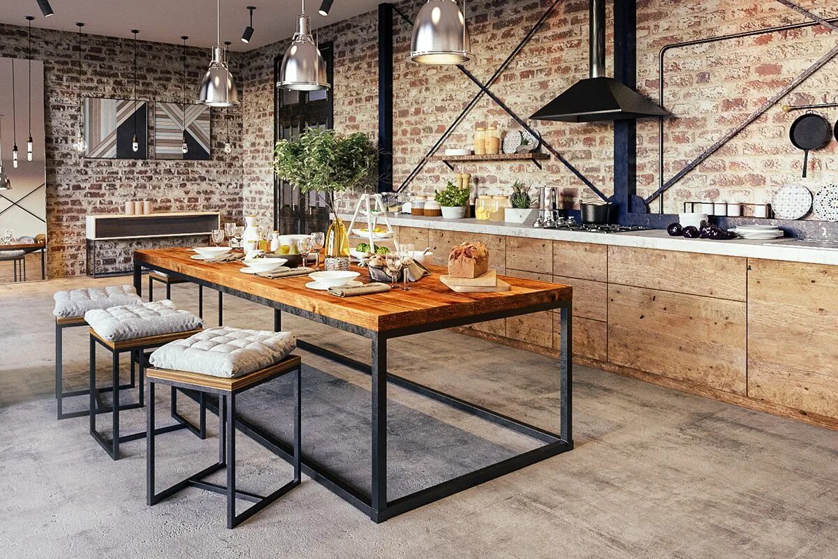 Кухонная столешница в стиле лофт Loft 2.0: Industrial Style Kitchen and White Kitchen Decor