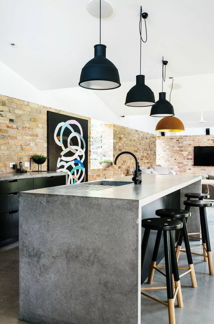 Кухонная столешница в стиле лофт Concrete counters Industrial kitchen design, Concrete countertops kitchen, Concr