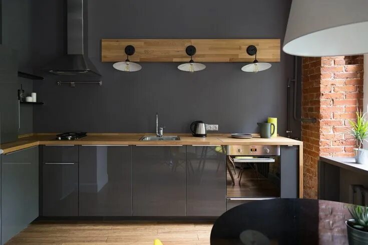 Кухонная столешница в стиле лофт Квартира с мезонином на Смоленском бульваре Идеи домашнего декора, Декор загород