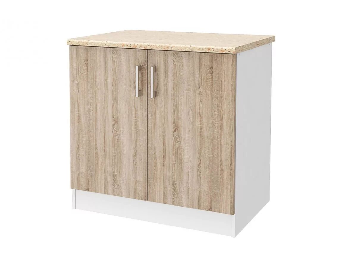 Кухонная тумба фото Шкаф напольный 80 со столешницей Уют СТЛ.275.04 Белый-Дуб сонома купить в интерн
