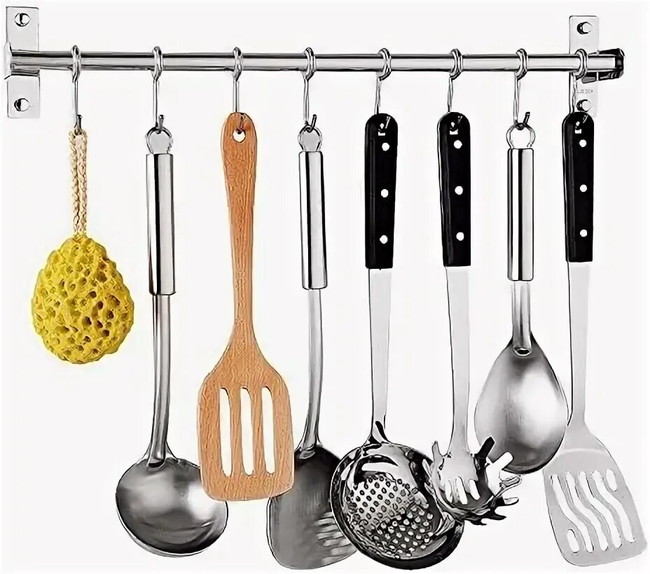 Кухонная утварь для кухни фото Amazon.com: eForwish 304 Stainless Steel Kitchen Utensil Racks with 7 Sliding Ho